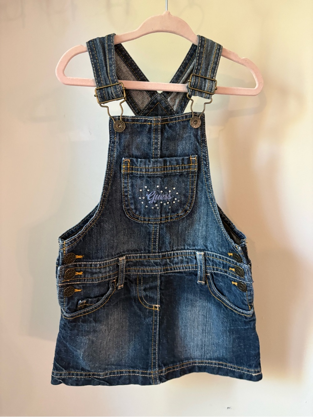 Guess Blue Denim Overall Skirt with Front Pocket